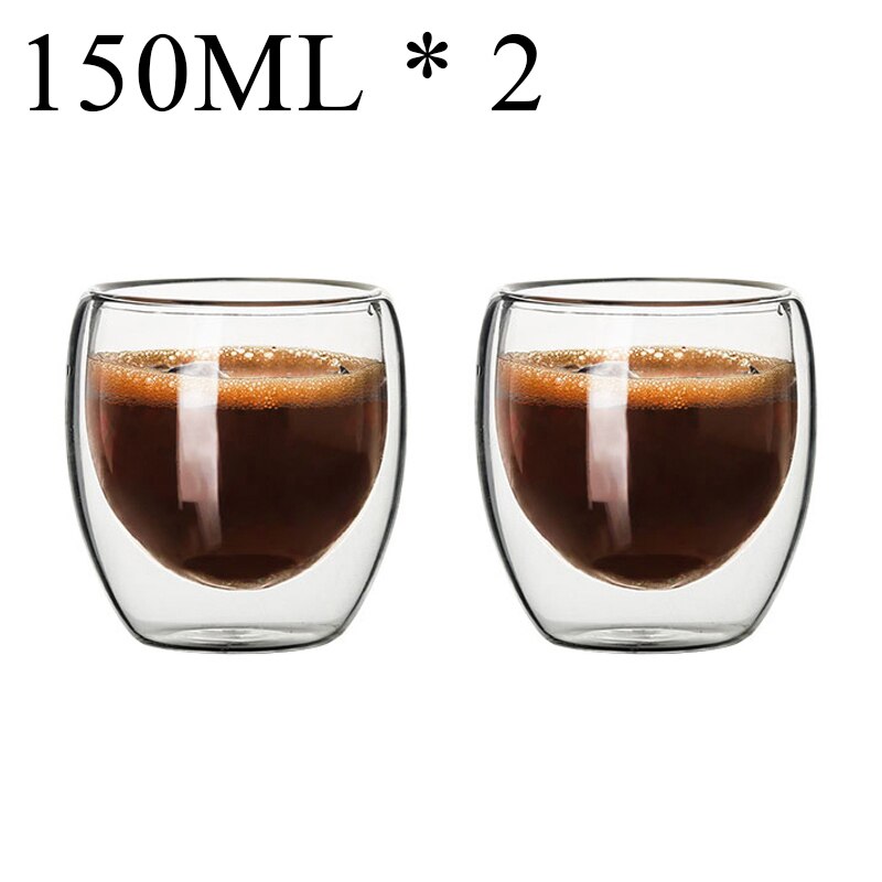 2-18 Stuks Dubbele Wand Hoge Borosilicaatglas Mok Hittebestendige Thee Melk Sap Koffie Water Cup Bar Drinkware Creativiteit Set: 150ML 2PCS