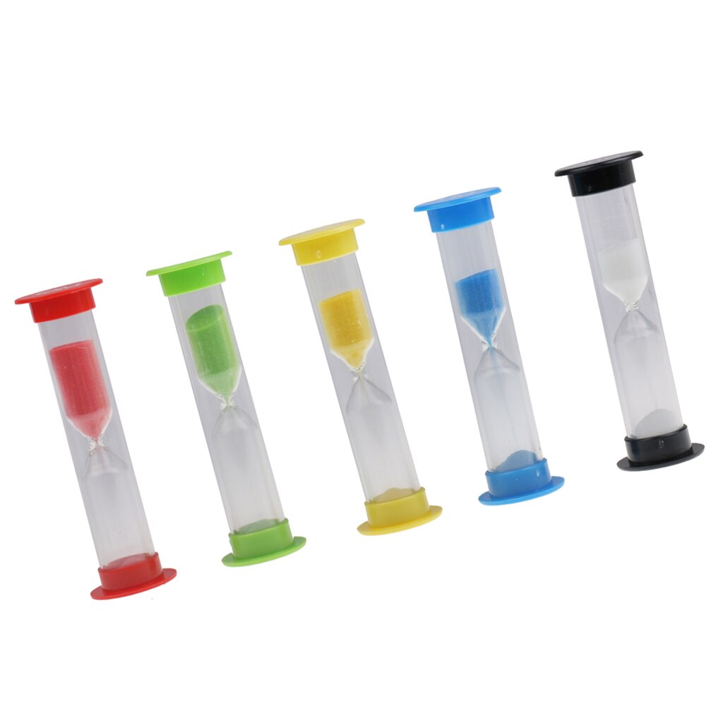 5 PCS 30 Seconds&amp;1+3+5+10 Minutes Plastic Sandglass Hourglass Timer Clock for Kitchen Bar Desk Accessory Home Decoration