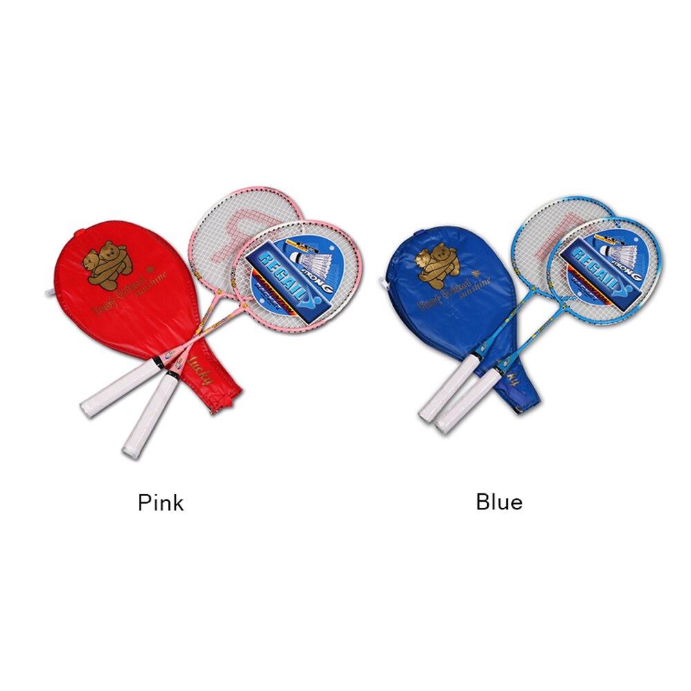 2pcs Kids Badminton Rackets Rustproof Ferroalloy Cartoon Racket Compact Children's Badminton Training Rackets