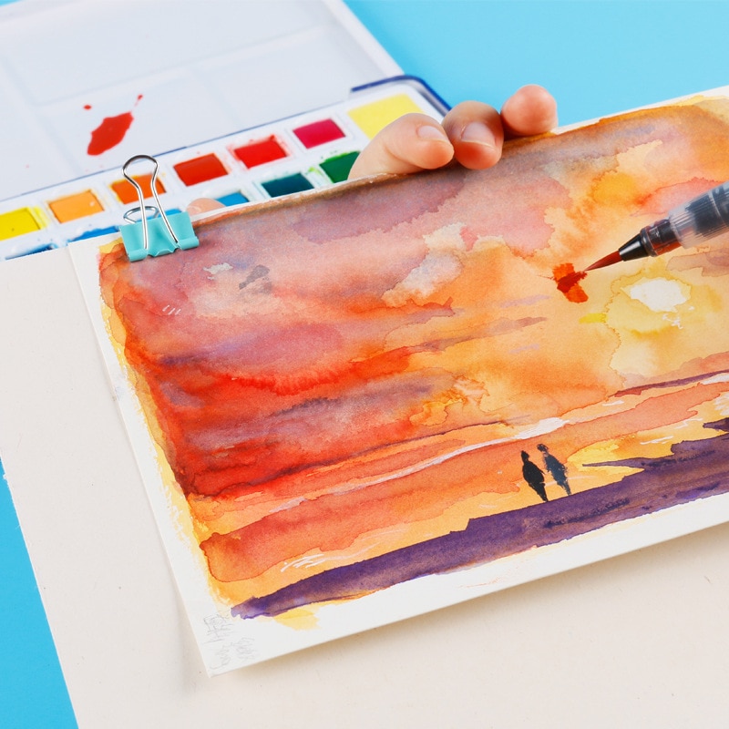 5-piece set Pure wood pulp paper 230g 24 page watercolor paper sets sketching Sketchpad Children's portable art supplies set