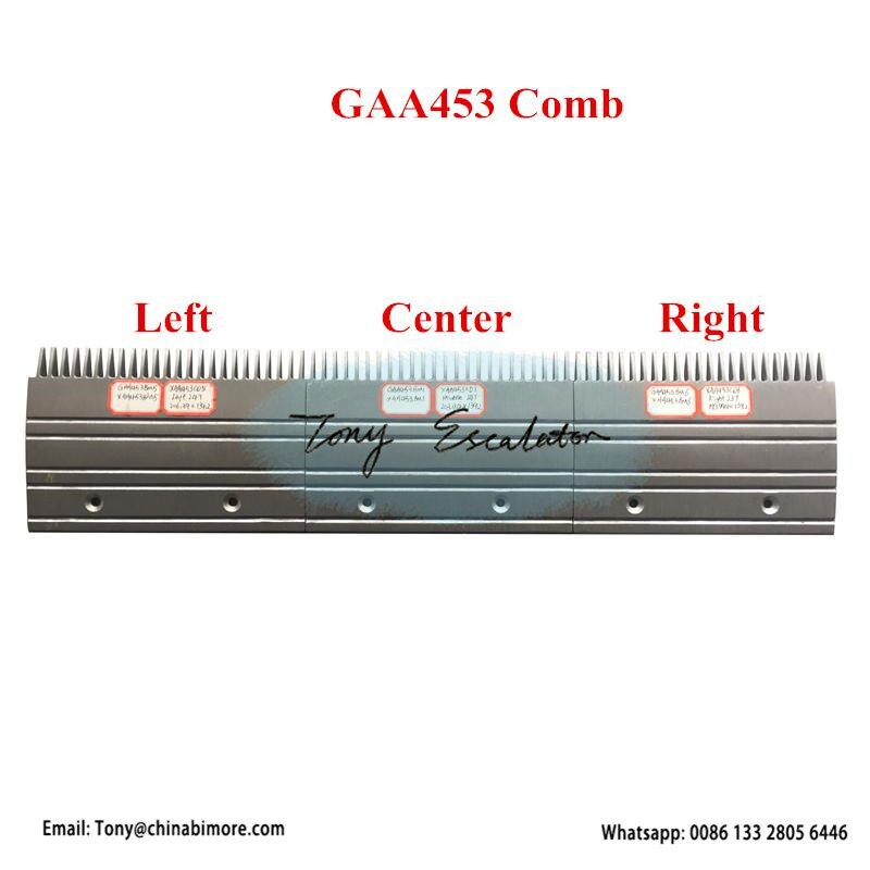 Escalator Aluminum Comb Plate GAA453BM5 L206mm Hole Pitch 102mm Left 24 Teeth for otis