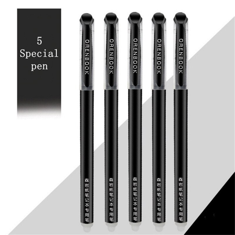 Wet Erasable Reusable Smart Writing Notebook A5/B5 Black Waterproof Erase Notepad Spiral Coil Book Save Paper Diary With Pen Set: 5PCS Pens