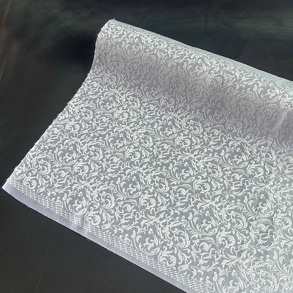 tarwe bloemen stijl damast zijde satijn brokaat jacquard stof kostuum bekleding meubilair gordijn kleding materiaal: L / Ivoor