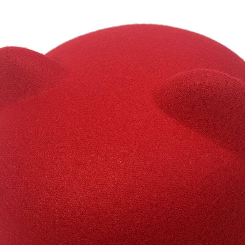 SUOGRY Mother daughter felt fedora hat child adult solid color cat ears short brim hat for women men equestrian knight caps