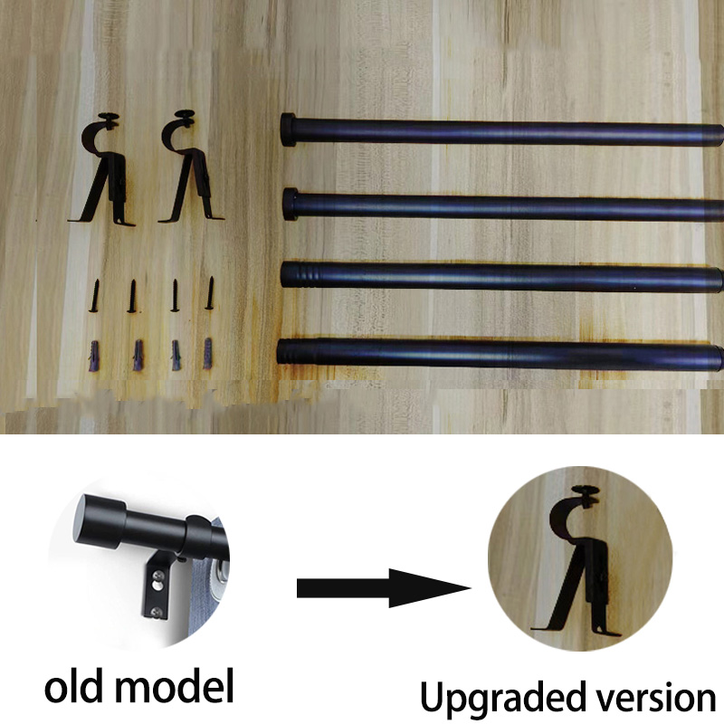 Extendable 32-120 INCH Heavy Duty Shower Curtain Rods for Windows Adjustable Black Metal Curtain Rod Set with Brackets
