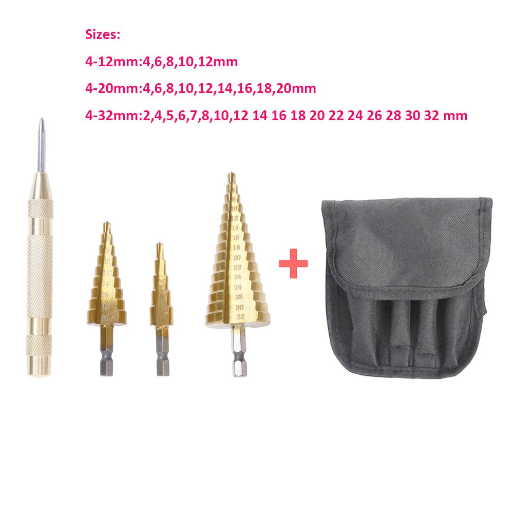 110mm Cone Hole HSS Titanium Coated Step Drill Bit Drilling Power Tools HSS 6-60mm Steel Metal Hole Cutter: Default Title