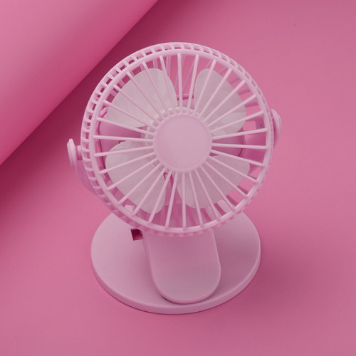 360° Rechargeable USB Clip On Mini Desk Fan Black Portable Table-Top Fan Fully Adjustable Head Quiet for Office Home: pink have battery