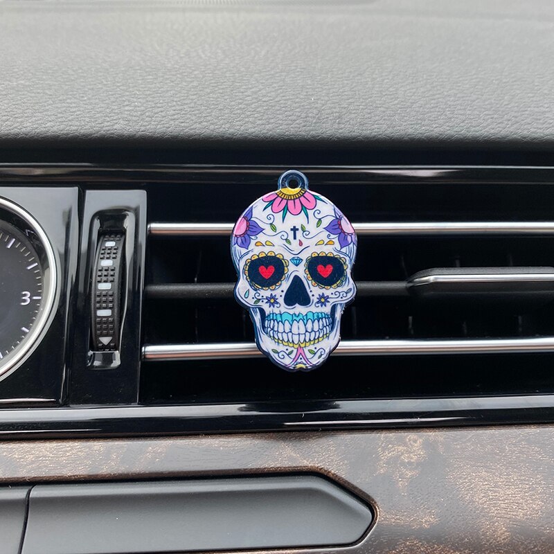 Car Air Freshener Clip - Skull Design - 3x4cm - Acrylic Acid & Iron Alloy - LuckyAroma: 8