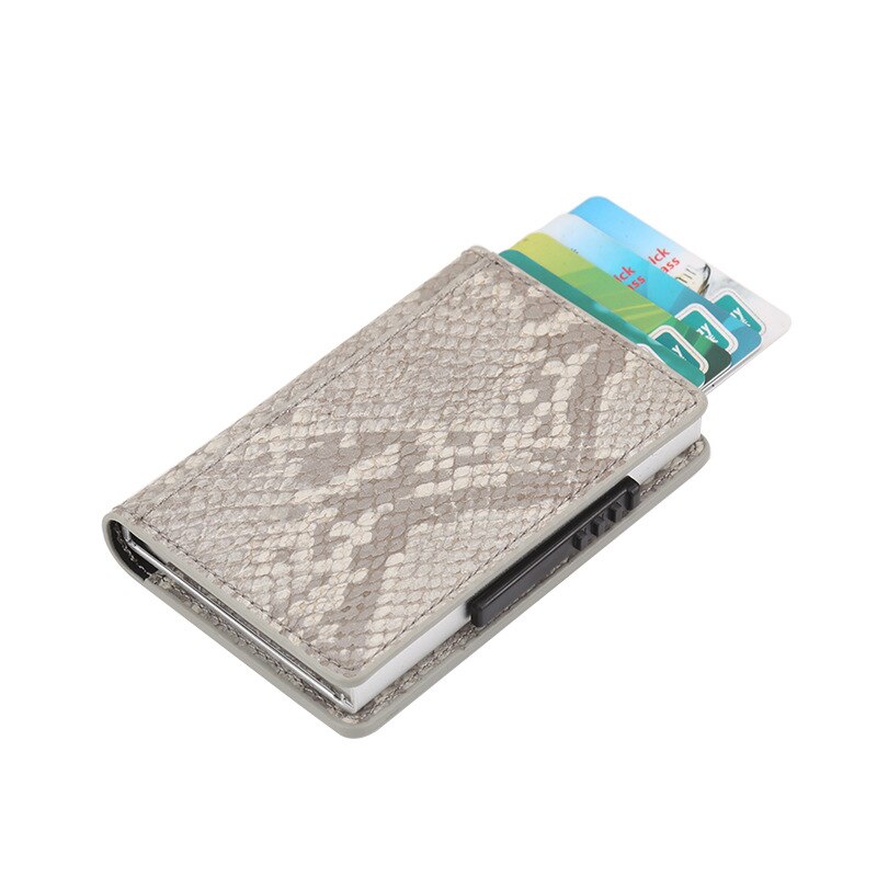 RFID Blocking Mannen Credit Kaarthouder Anti-diefstal Kaarthouder voor Mannen Portefeuilles PU Lederen Automatische Card Case Aluminium metalen Portemonnee