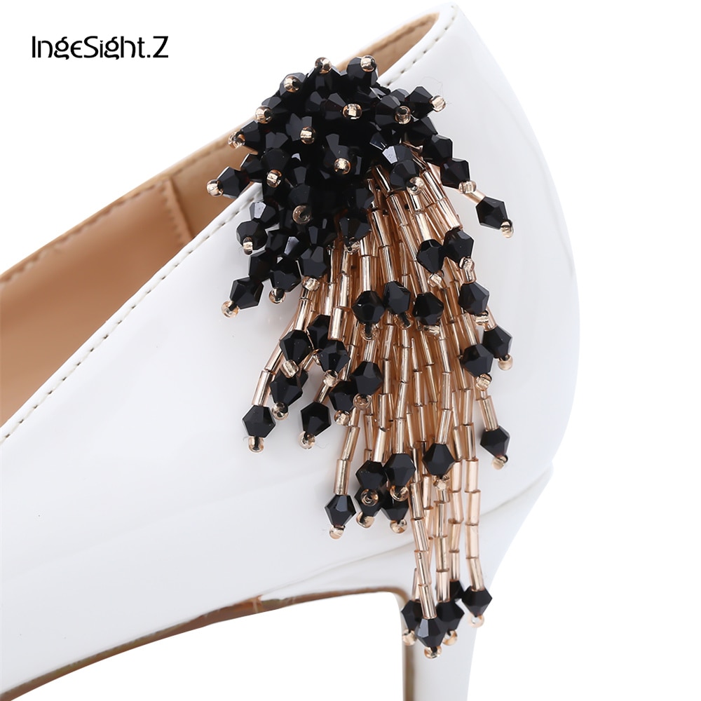 Ingesight .z 2 stykke akryl lang kvast sko dekoration charme kvinder sko klip spænde smykker tilbehør fodlænke