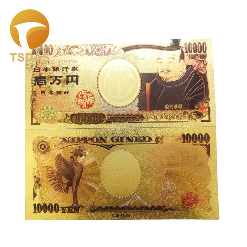 24k Gold Plated Banknote Japan 10000 Yen Gold Foil Note Fancy Collectable Banknotes Value 10pcs/lot: 1