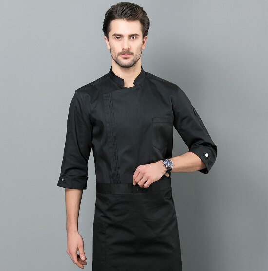 Food Service Kitchen Work Jackets Restaurant Chef Uniforms Sushi Bakery Cafe Waiter Catering black white coat
