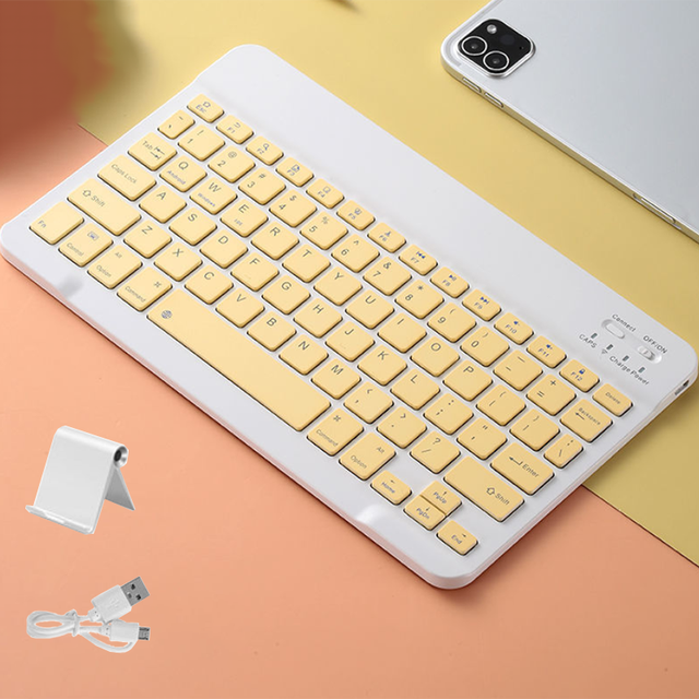 For iPad Bluetooth Keyboard Pro 11 Wireless Mini kawaii pink Keyboard and Mouse For Samsung Xiaomi blue iPad Keyboard Mouses: Yellow