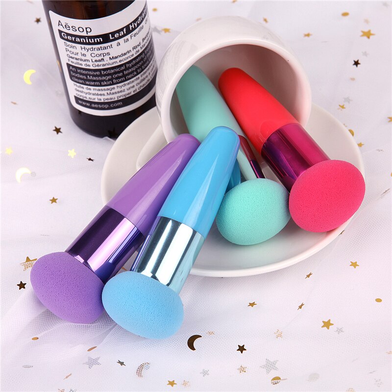 4 Colors Round Mushroom Sponge Puff Stick Rods Chubby Makeup Brushes Foundation Powder Brush Face Cosmetic brochas maquillaje