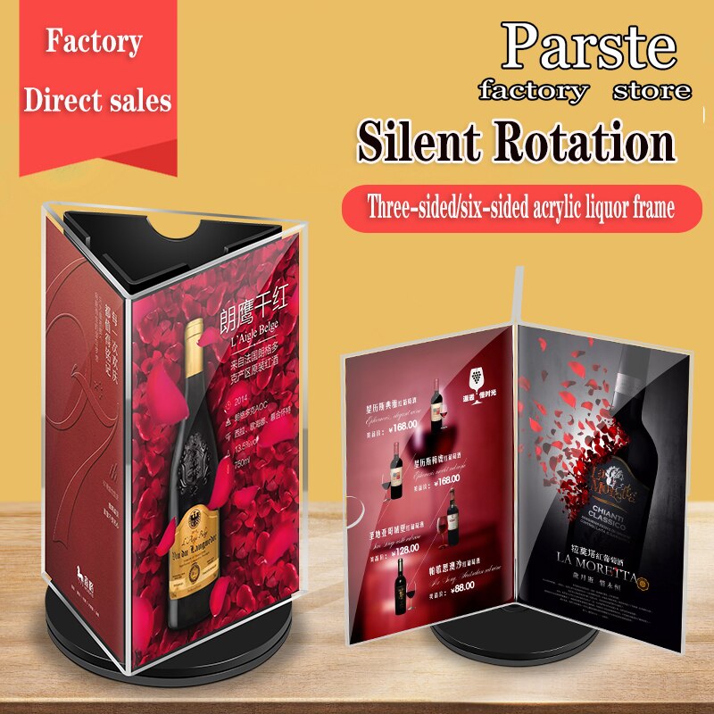 Acrylic high-end menu card beverage card 360 round bottom rotating display shelf dining hotel label card