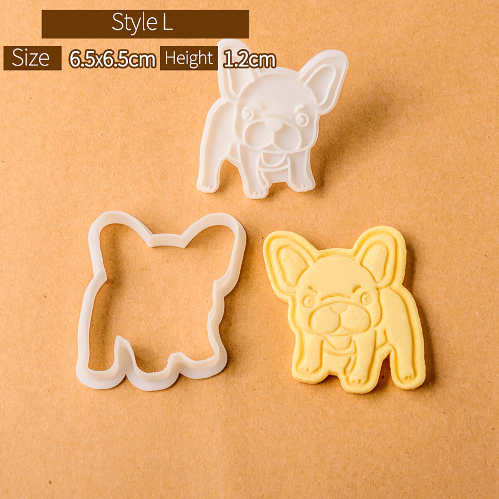 Cute Bulldog Dog Shaped Cookie Cutters Mold Biscuit Baking Tool Kitchenware Bakeware DIY Tool for Kids Hand Mold: Pink