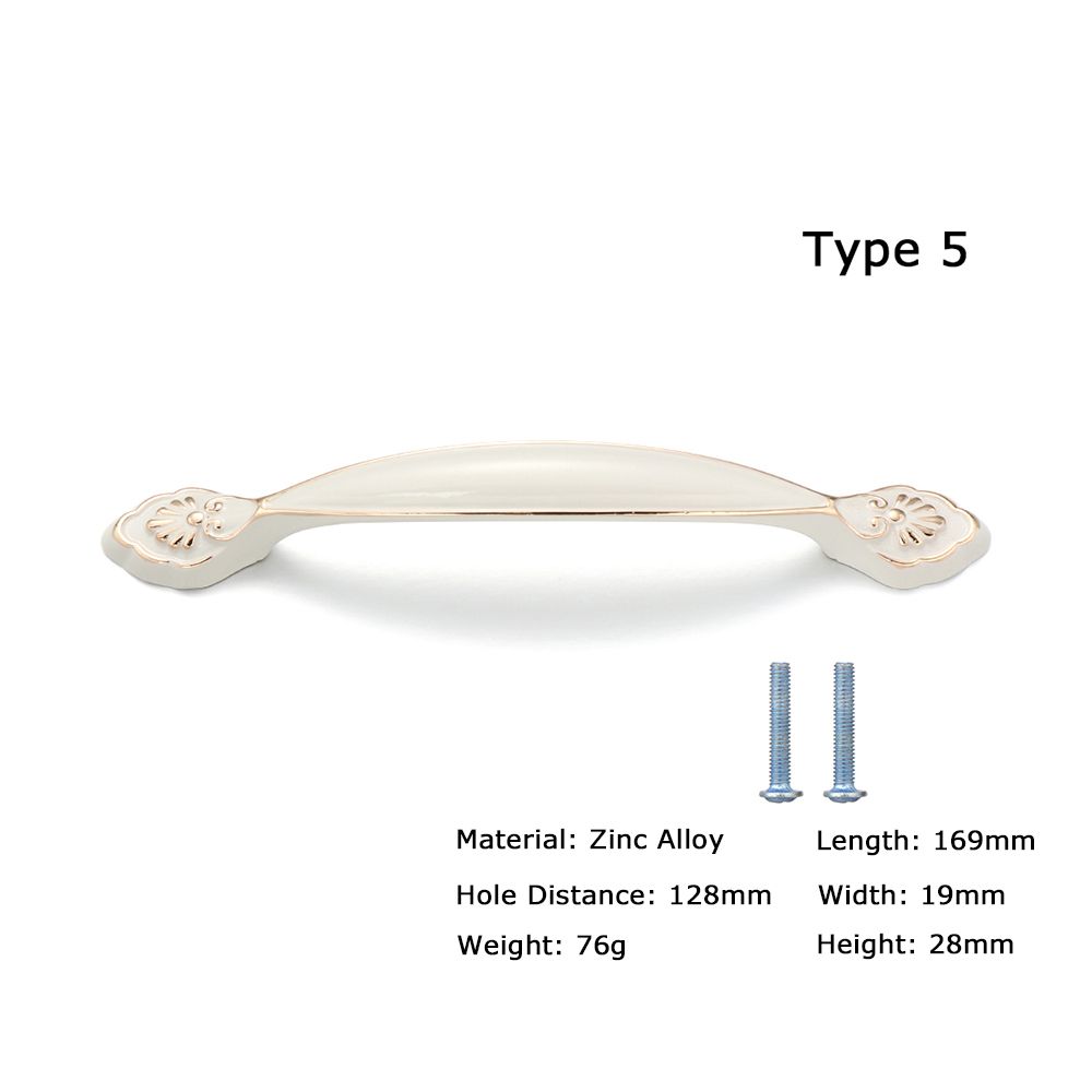 Zinc Alloy Ivory White Cabinet Handles Kitchen Cupboard Door Pulls Drawer Knobs European Furniture Handle Hardware: Type 5