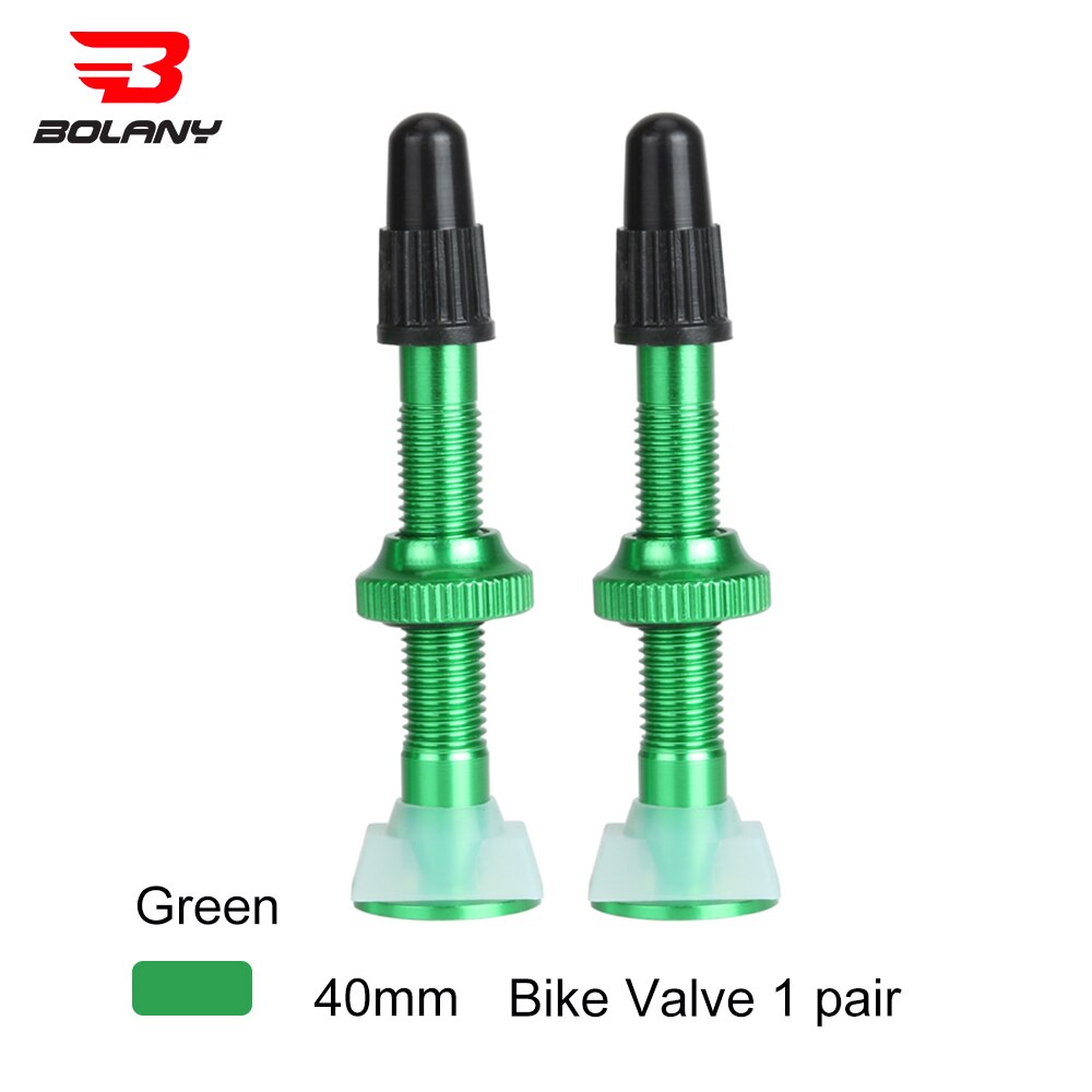 BOLANY 1 Pair Bicycle Valve 40mm /60mm MTB Road Bike Extender Valves Tubeless Vacuum Nozzle Aluminum Alloy Sealant Accessories: 40MM Green 1 Pair