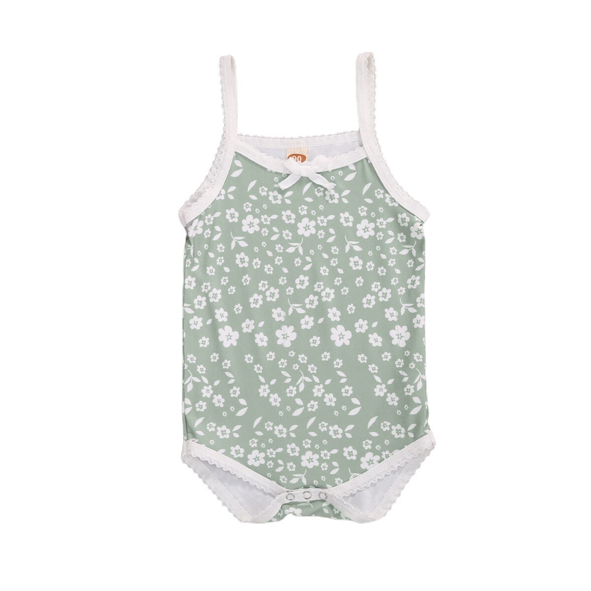 Focusnorm 0-24M Zomer Kids Meisjes Bodysuits Bloemen Print Mouwloze Jumpsuits Boog Mooie Outfits 3 Kleuren: green / 24M