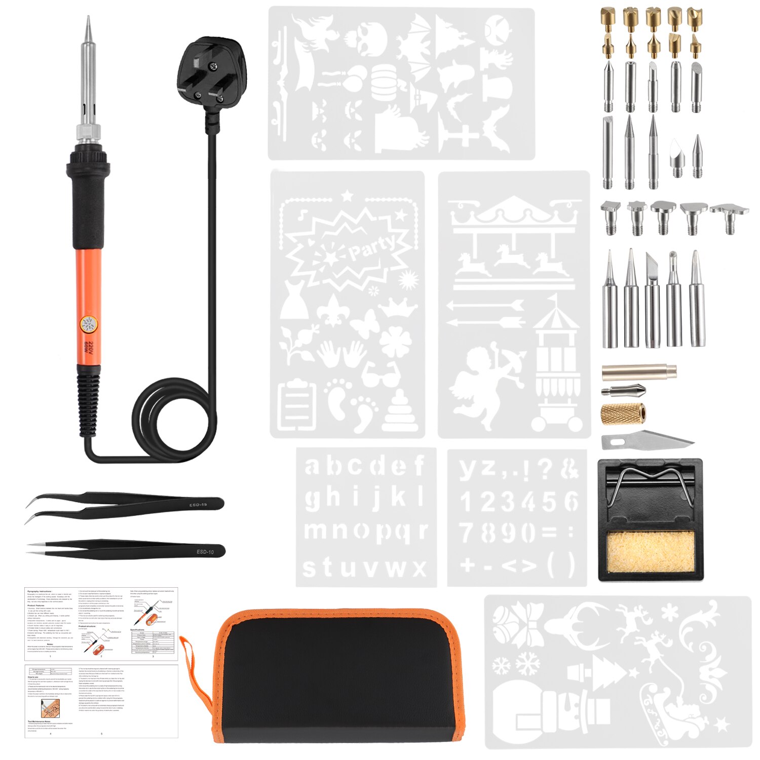 60W Electric soldering iron Wood Burning Kit Best Pyrography Pen Wood