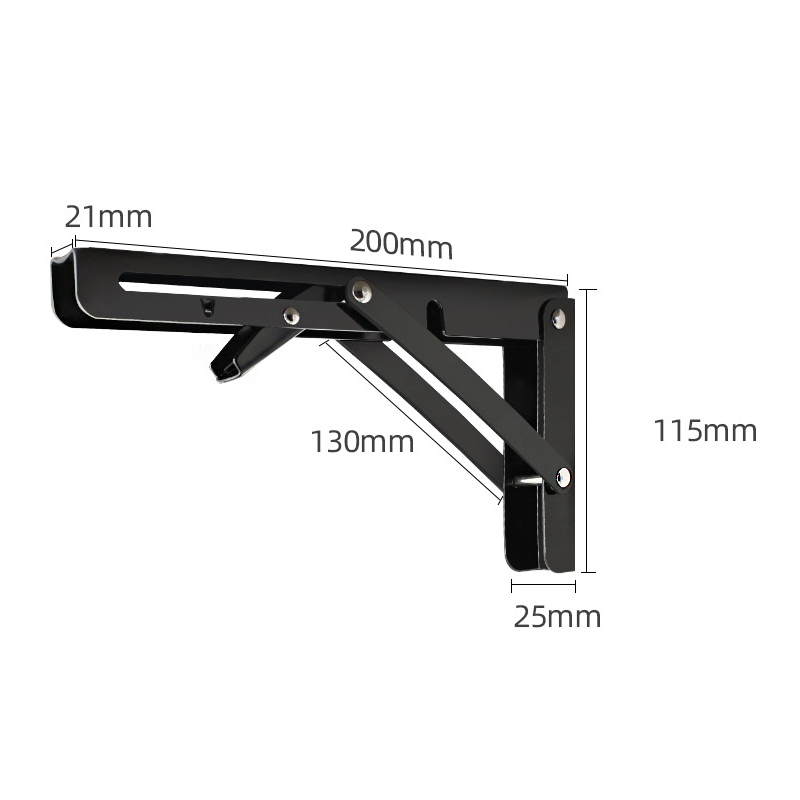 2pcs Folding Bracket For Shelf Table Desk Wall Mounted Support Collapsible Long Release Arm Space Savin Durable: 8 Inch Black