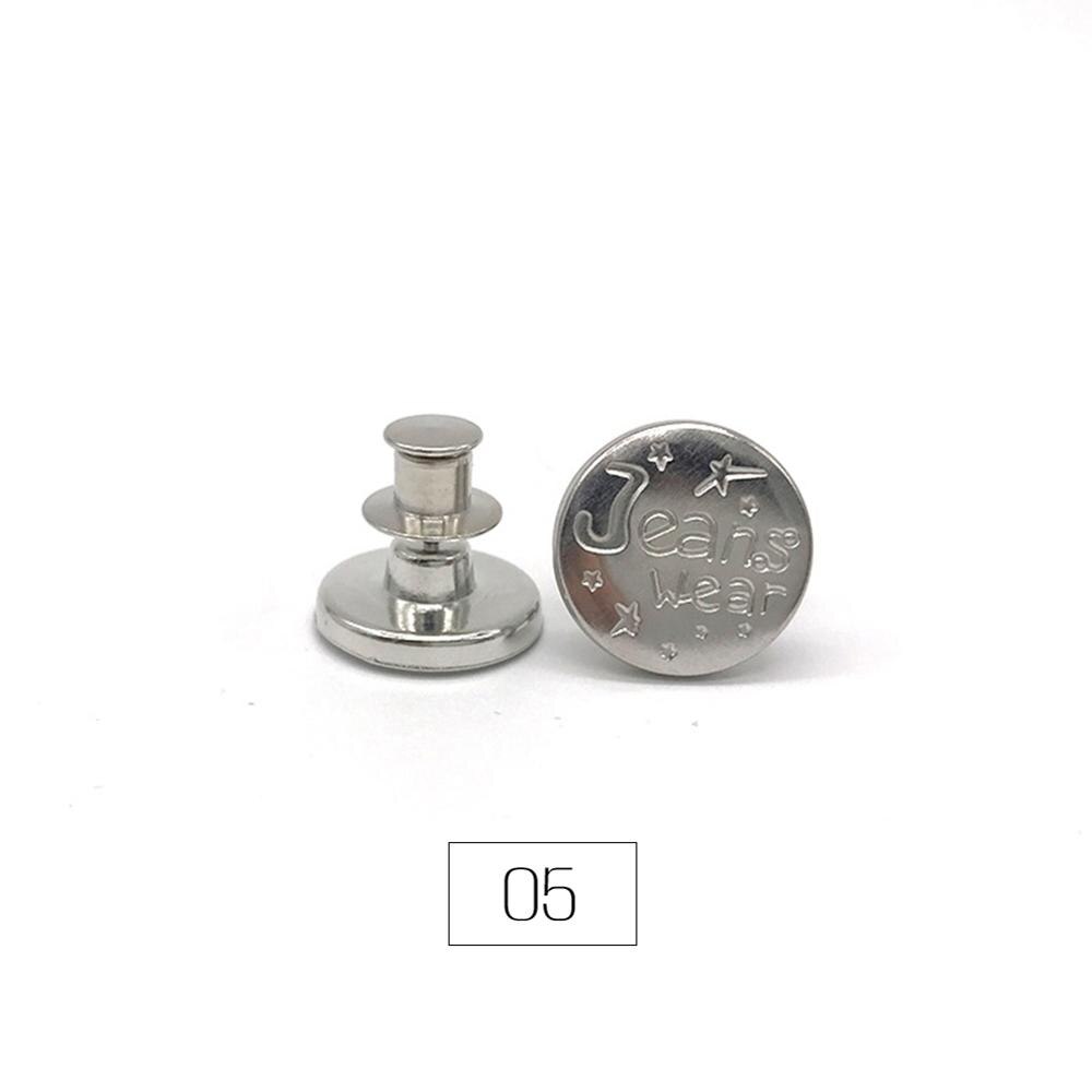 2 Stuks Snap Fastener Metalen Knoppen Voor Kleding Jeans Perfect Pas Button Zelf Verhogen Verminderen Taille 17Mm Gratis Nail naaien Botones: 05