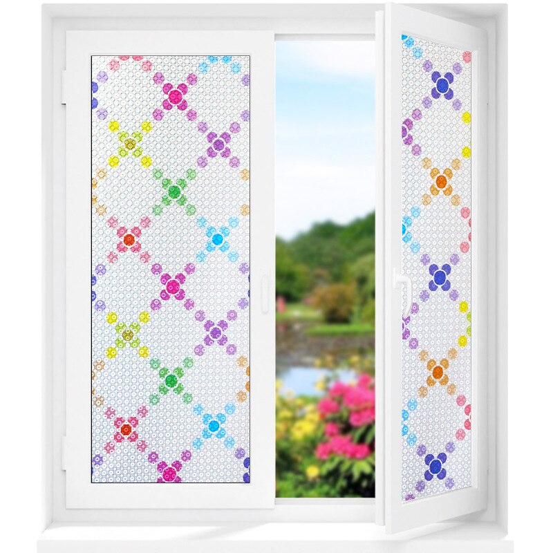 Película de Ventana de vidrio opaco esmerilada con flores de 45cm * largo y 100cm para privacidad de ventanas pegatinas de vidrio adhesivo decorativo para el hogar