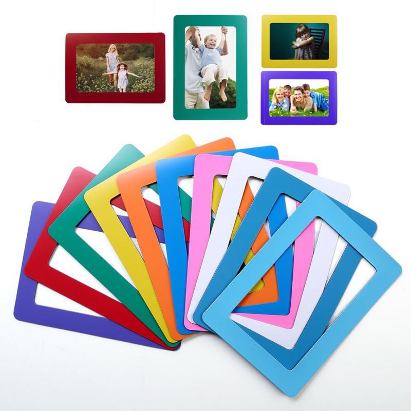 1PC DIY Photo Frame Home Colorful Magnetic Picture Frames Fridge Refrigerator Magnet Photoframe PVC Magnetic Frame Home Decor