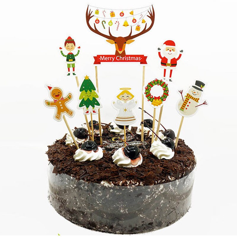Glædelig jul brev kage topper julemand snemand tog kage topper dekoration julepynt til hjemmebord: Kage toppers d