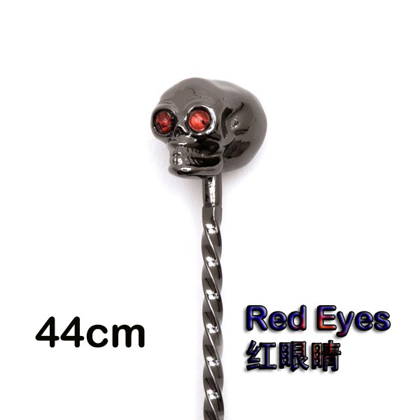 Schedel Barspoon Cocktail Lepel Roestvrij Staal Mengen Cocktail Lepel, Spiraal Patroon Bar Tool: 44cm RedEyes Black