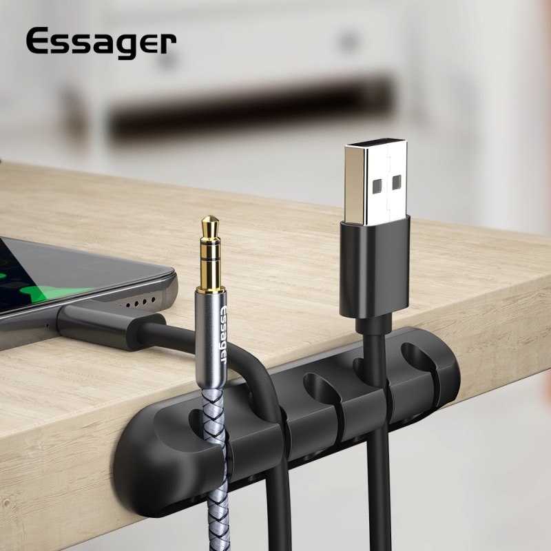 Essager Cable Clip Desk Tidy wire cable organizer Phone Wire USB Charger cable Holder Lead Fixings protector mobile phone cables