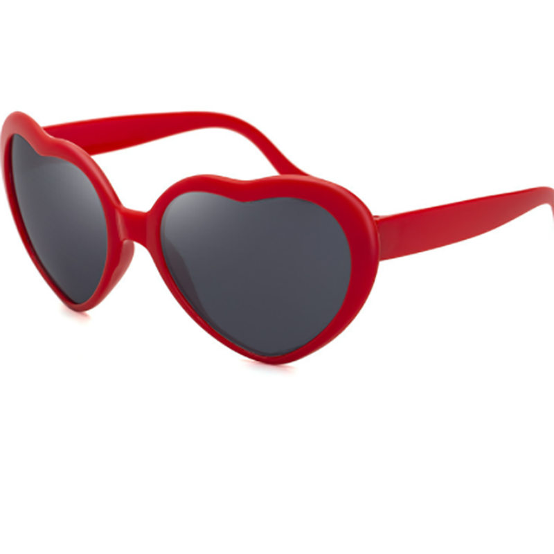Love Heart Shaped Effects Glasses Watch The Lights Change to Heart Shape At Night Diffraction Glasses Women Sunglasses Eyewear: red