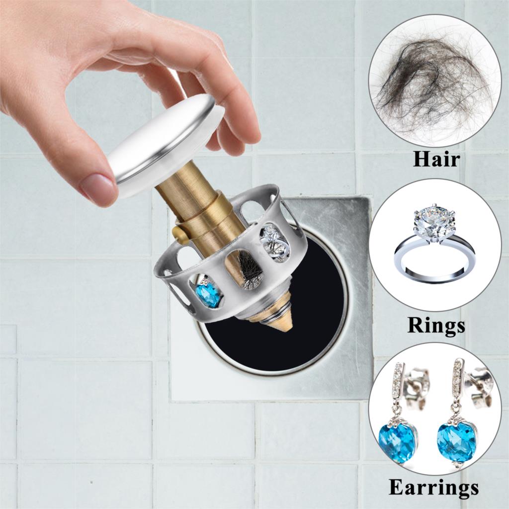 Wash Basin Bounce Drain Filter Universal Stainless Steel Push-Type Bounce Core Leaking Plug Accessories Kitchen Sink Seal Draine