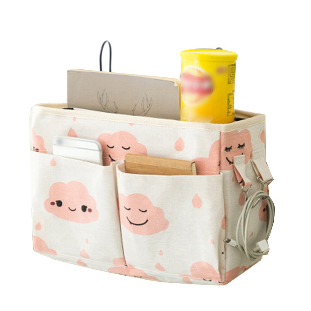 Bedside Hanging Organizer Pocket Storage Bag Wardrobe organizer Canvas Bedroom Bathroom Magazine tote Storage Organizador Pouch: E