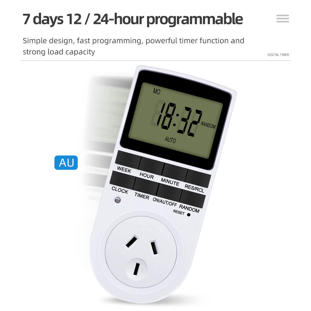 24 Hour Cyclic Electronic Digital Timer Switch EU UK AU US BR FR Plug Kitchen Timer Outlet Programmable Timing Socket 220V