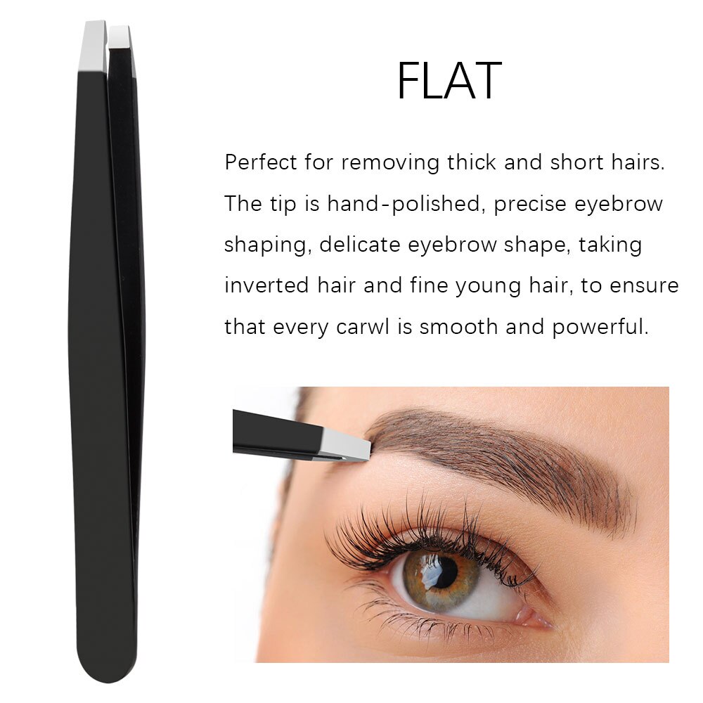 Pinzas para cejas de acero inoxidable, Punta inclinada, punta plana, herramientas cosméticas profesionales, 1/4/5 Uds.