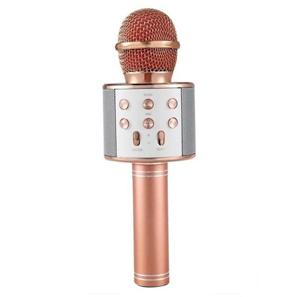 Professionele WS-858 Handheld Ktv Microfoon Draagbare Draadloze Karaoke Thuis Mic Speaker Speler Microfoons: Rose gold