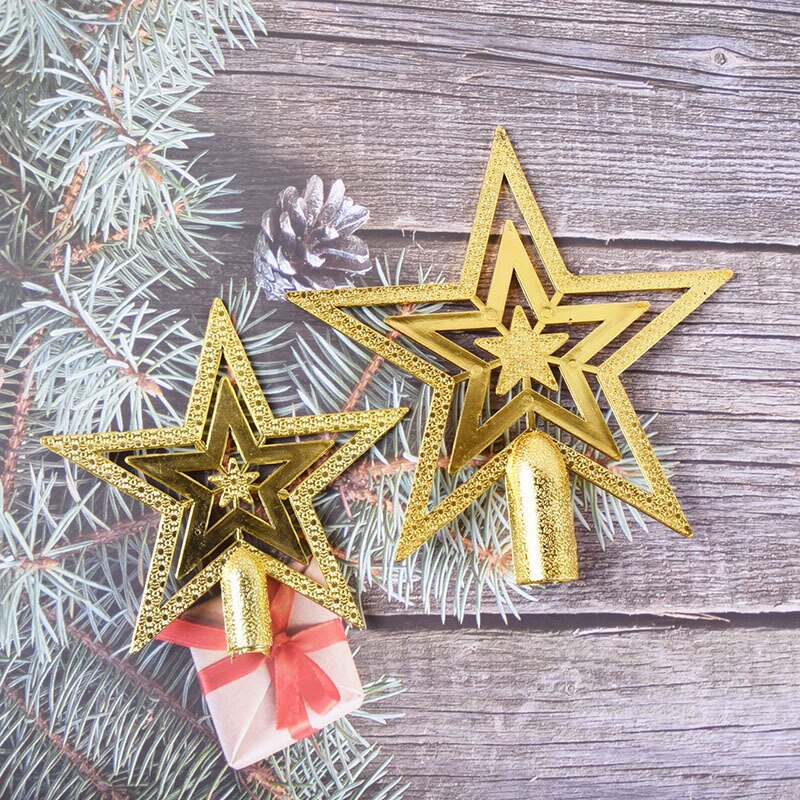 1pc Gold Silver Red Star Christmas Tree Top Star 3D Five-point Star Christmas Home Table Topper Xmas Decoration Merry Christmas