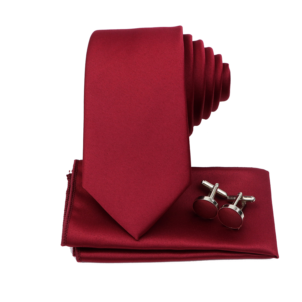 Heren Kleurrijke Polyester Stropdas Bowtie Cufflink Broche Set Salie Groene Roze Stropdassen Zakelijke Bruiloft Shirt Accessoires Cadeau: Black