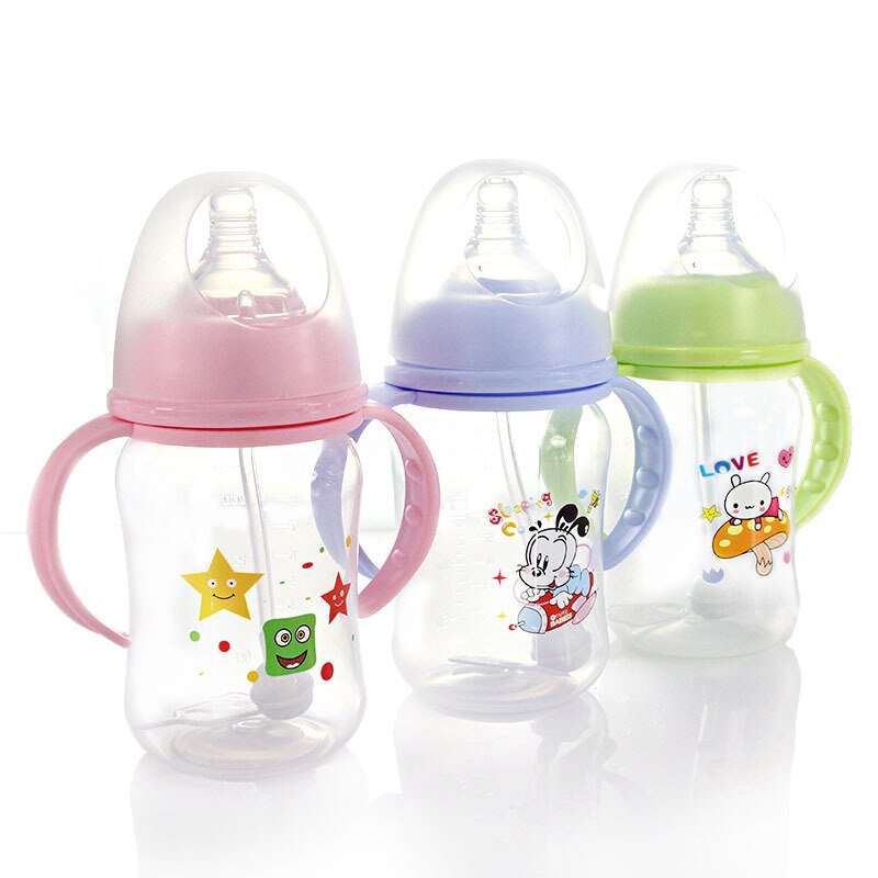 240Ml Baby Melk Fles Brede Hals Bpa Gratis Zachte Siliconen Zuigfles Met Feeder En Handvat Voor kids