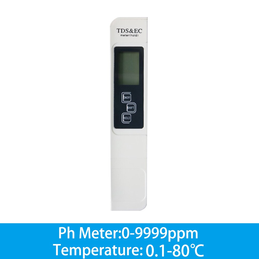 LCD Digital EC TDS PH Meter Tester Temperature Pen Water Tester Hydroponic for Aquarium Pool Swimming PH Measure Device: White(TDS with EC)