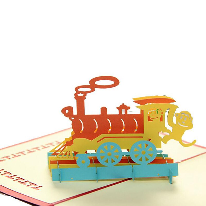 Aap 3d pop-up kaarten verjaardag met envelop sticker geluk trein gesneden uitnodiging dier wenskaart ansichtkaarten doos