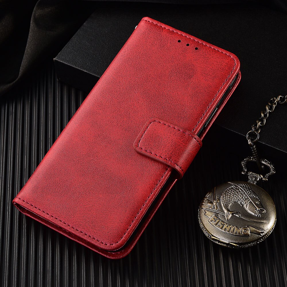 Til samsung  j4+  pung læderetui til samsung galaxy  j4 plus bagcover til samsung  j4 j 4 j400 plus  j415 j42018 etui: J4 plus 2018 j415 / Niu-rød