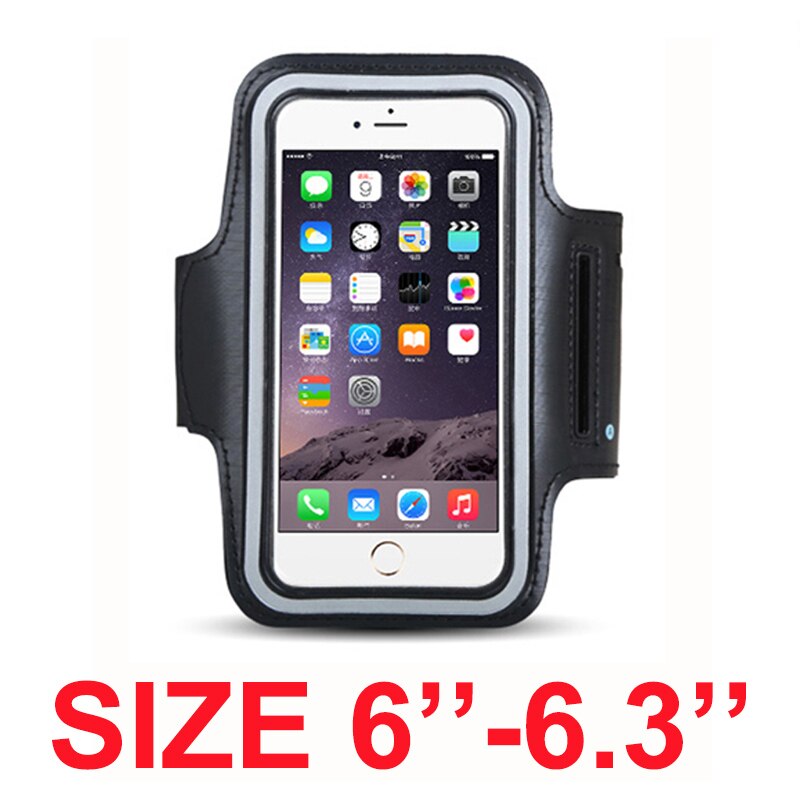 Brazalete de tamaño 4 '4,5' 4,7 '5' 5,5 '6 inch deportes celular carcasa de teléfono con soporte para Artel P5 U4 Uhans S1 A101 H5000 U300 S3 MX i8 A6: Size 6--6.3 (black)