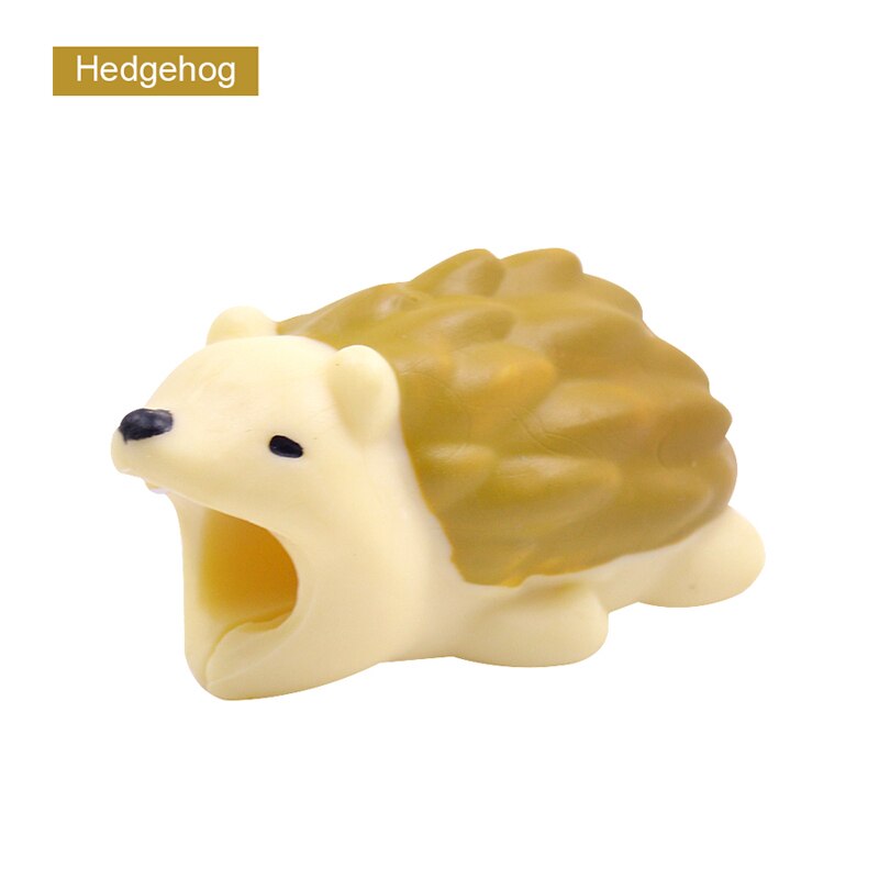 CHIPAL Cute Bites Animal Cable Protector for iPhone USB Charger Cable Organizer Cartoon Wire Winder Bite Chompers Phone Holder: Hedgehog