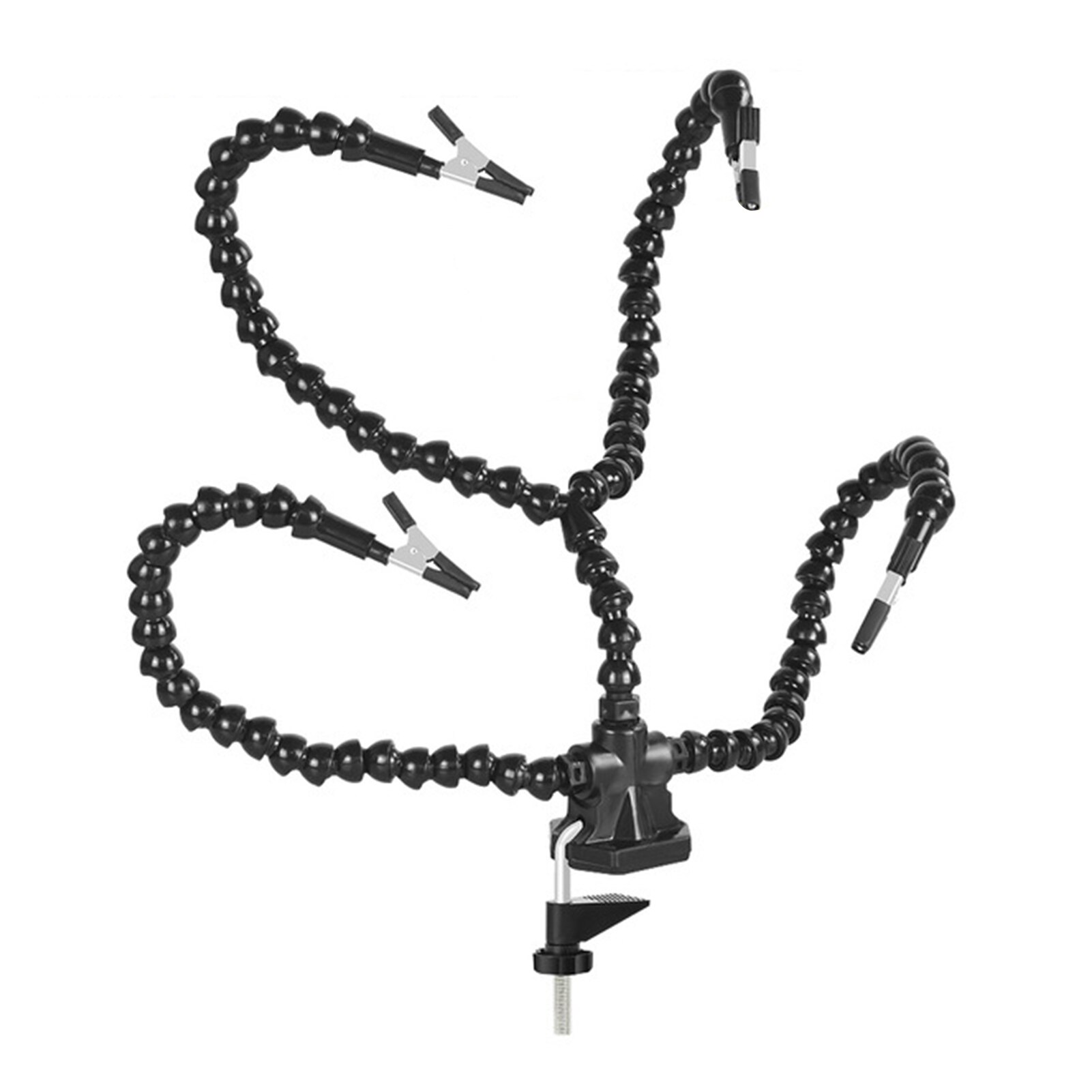 KKMOON Helping Hands Soldering Third Hand PCB Tool with 3 Flexable Arms Rotatable Clips and Stable Desk Clamp Base for Soldering: Default Title