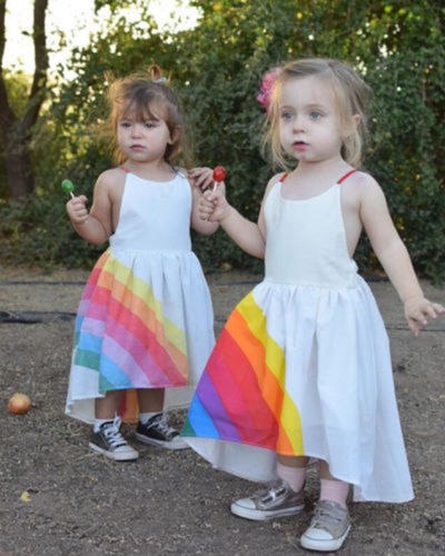 Newborn Infant Baby Girls Princess Rainbow Strap Formal Pageant Wedding Dresses