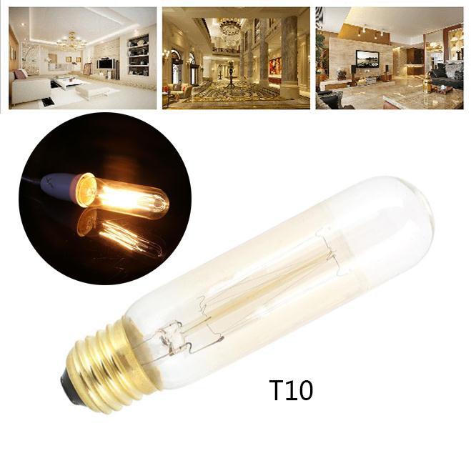 Lamp Bulb Decor AC220-240V Filament Incandescent Retro Edison Light Bulb Lamps Tungsten Lamps Tungsten Glass E27 Screw T10