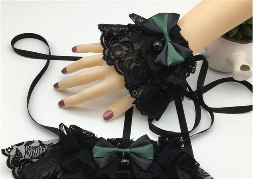 Manchettes gothique en dentelle Lolita de Style victorien, Steampunk en Tulle, vêtements à main B776: color 7