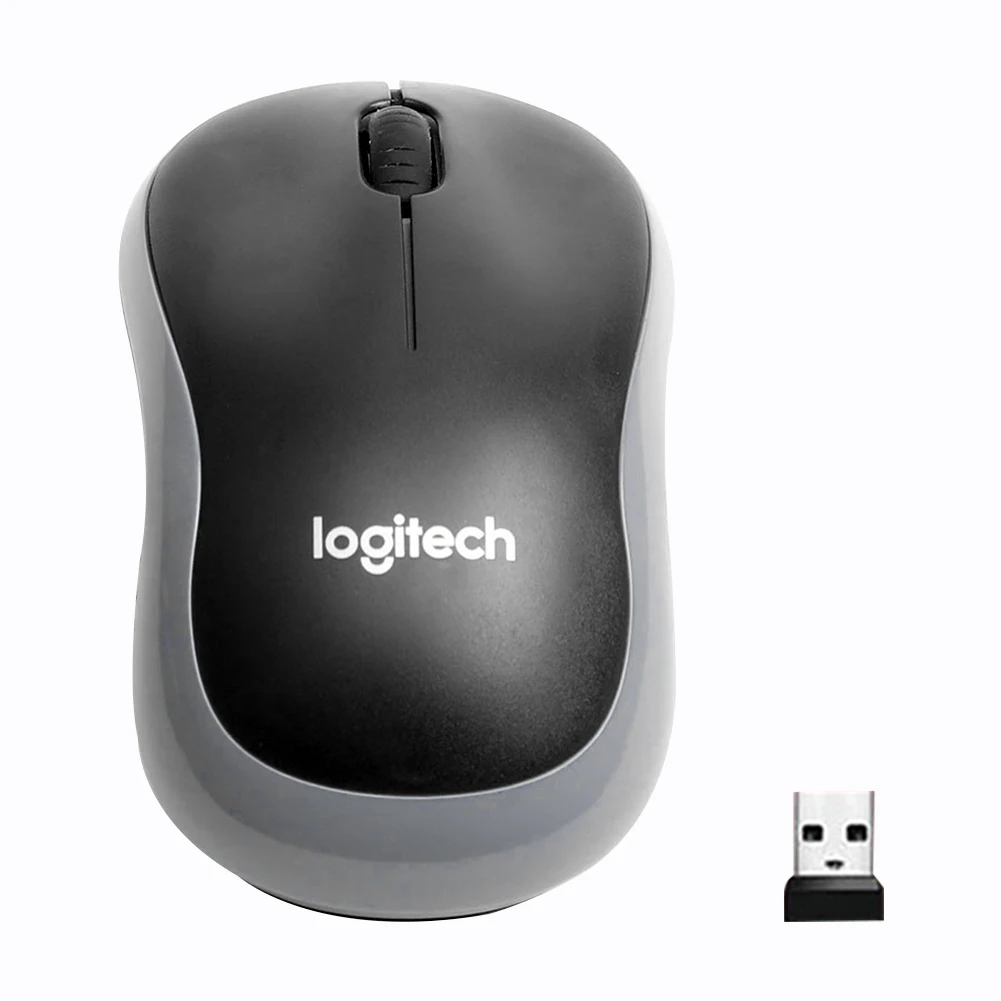 Original logitech  m185 trådlös mus 2.4 ghz 1000 dpi 3 knappar tyst spelmöss optisk navigation för pc/laptop-mus gamer: Svart